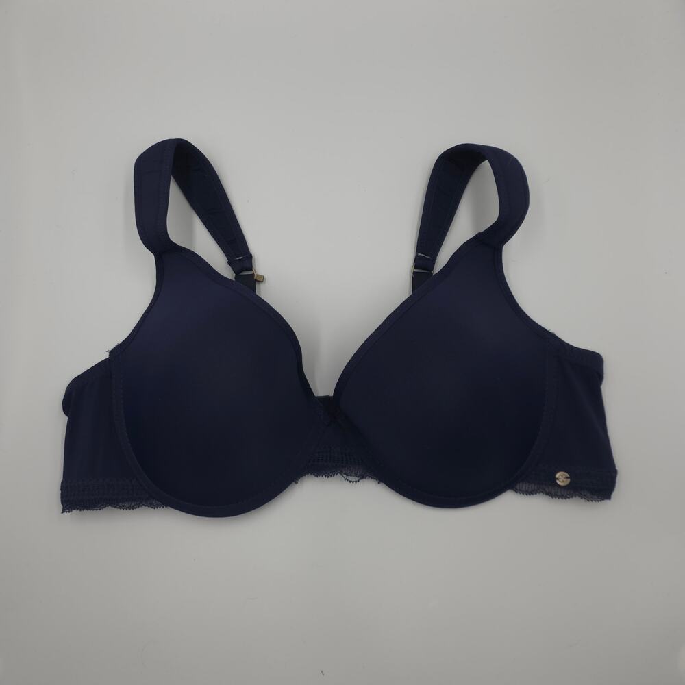 Lucky Brand Padded Lace Trimmed T-Shirt Bra in Navy Size 42C